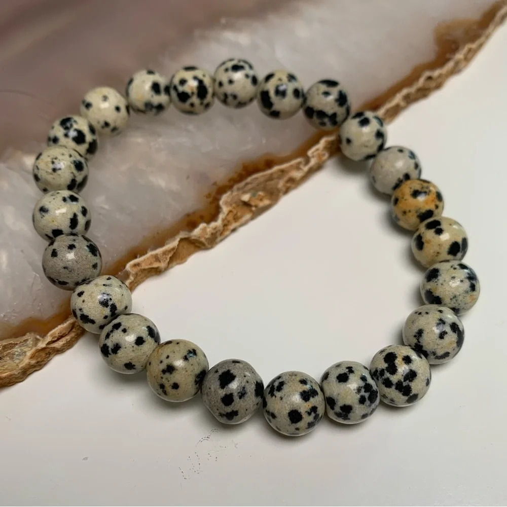 Artisan 8mm Dalmation Jasper Stretch Beaded Bracelet